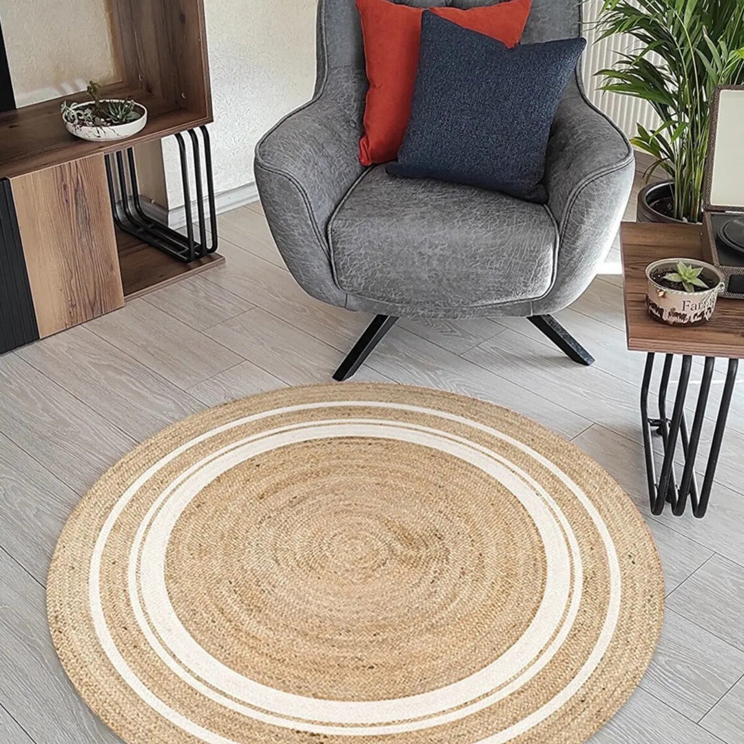 Sustainable Jute Round Rug Decorative Floor Rug