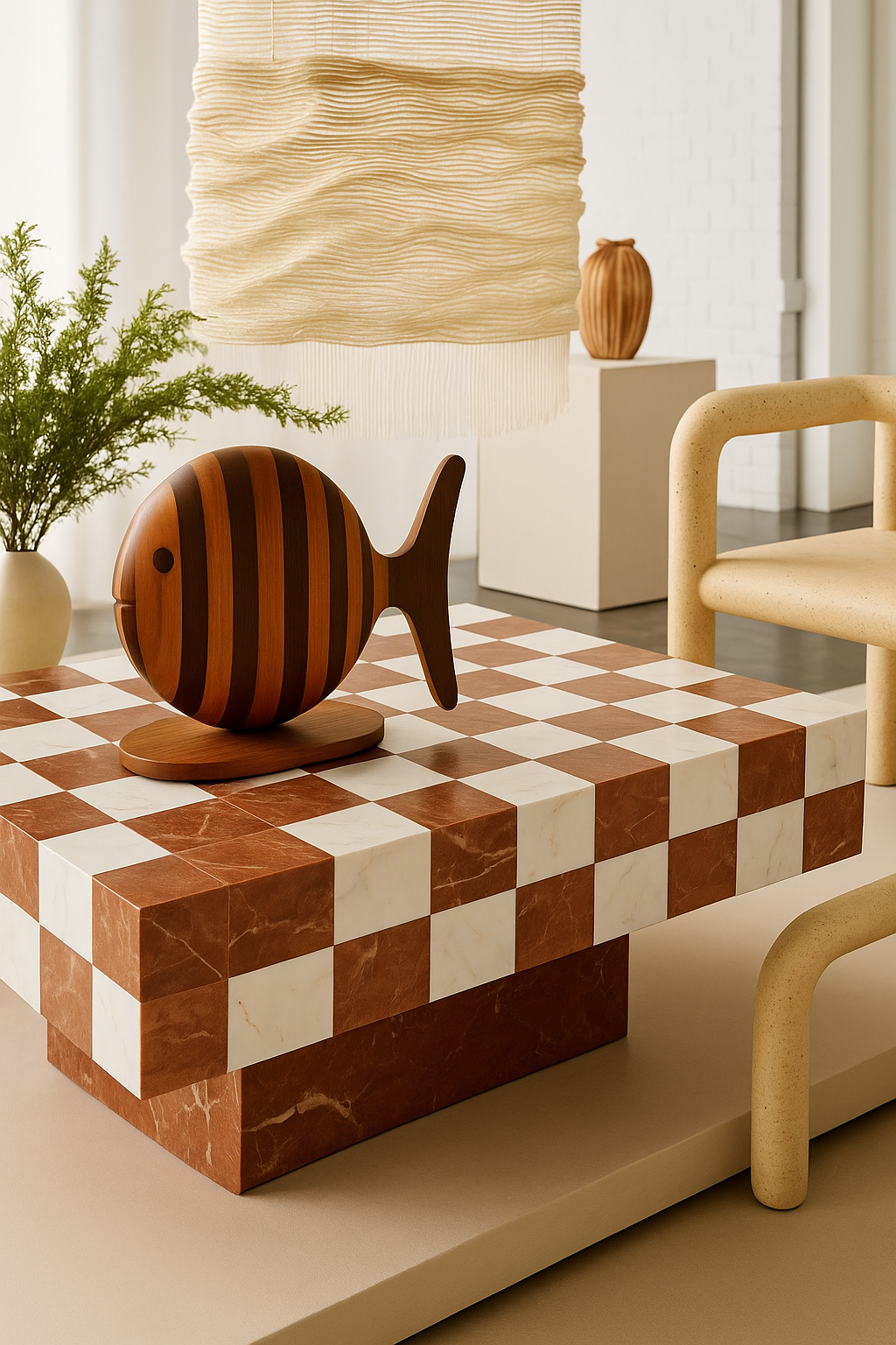 Monolithic Checkered Board Rectangle Table
