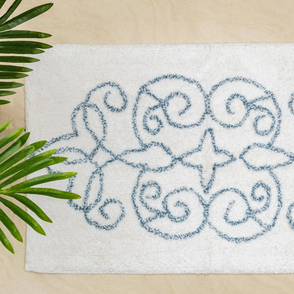 Cotton Medallion Tufted Non Slip Jacquard Bath Mat