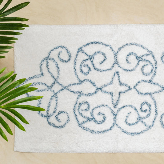 Cotton Medallion Tufted Non Slip Jacquard Bath Mat