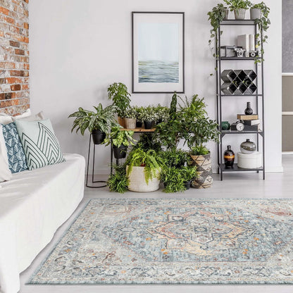 Ornate Persian Vintage Rug - Ocean Blue