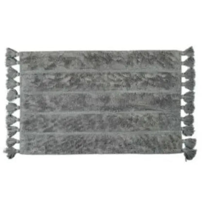 Cotton Fringe Tufted Non-Slip Bathmat Charcoal Grey
