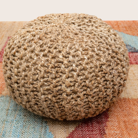 Braided Ottoman Jute Pouffe Footstool Hand Knitted