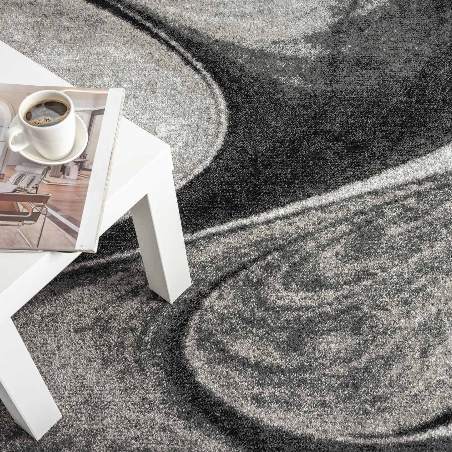 Adore Geometric Textural Rug - Grey
