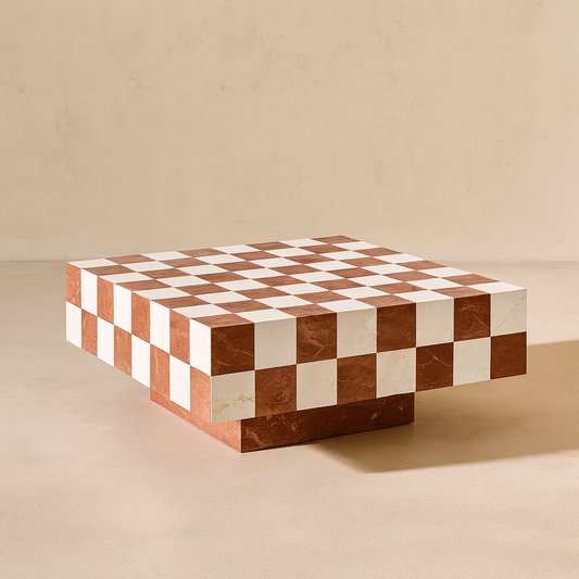 Monolithic Checkered Board Rectangle Table