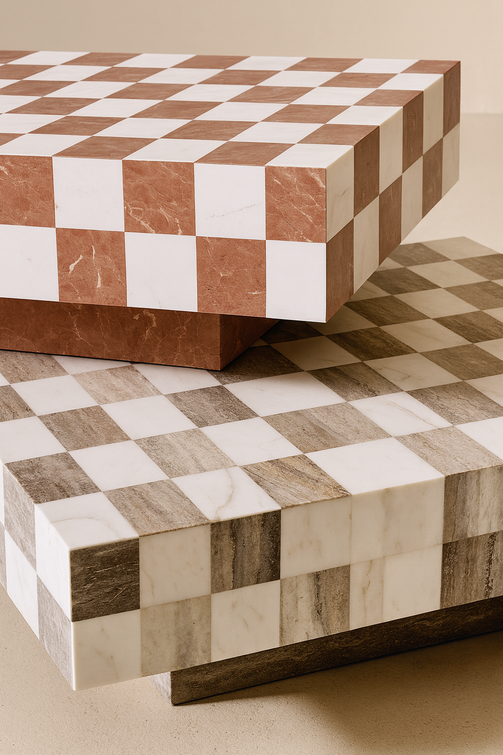 Monolithic Checkered Board Rectangle Table