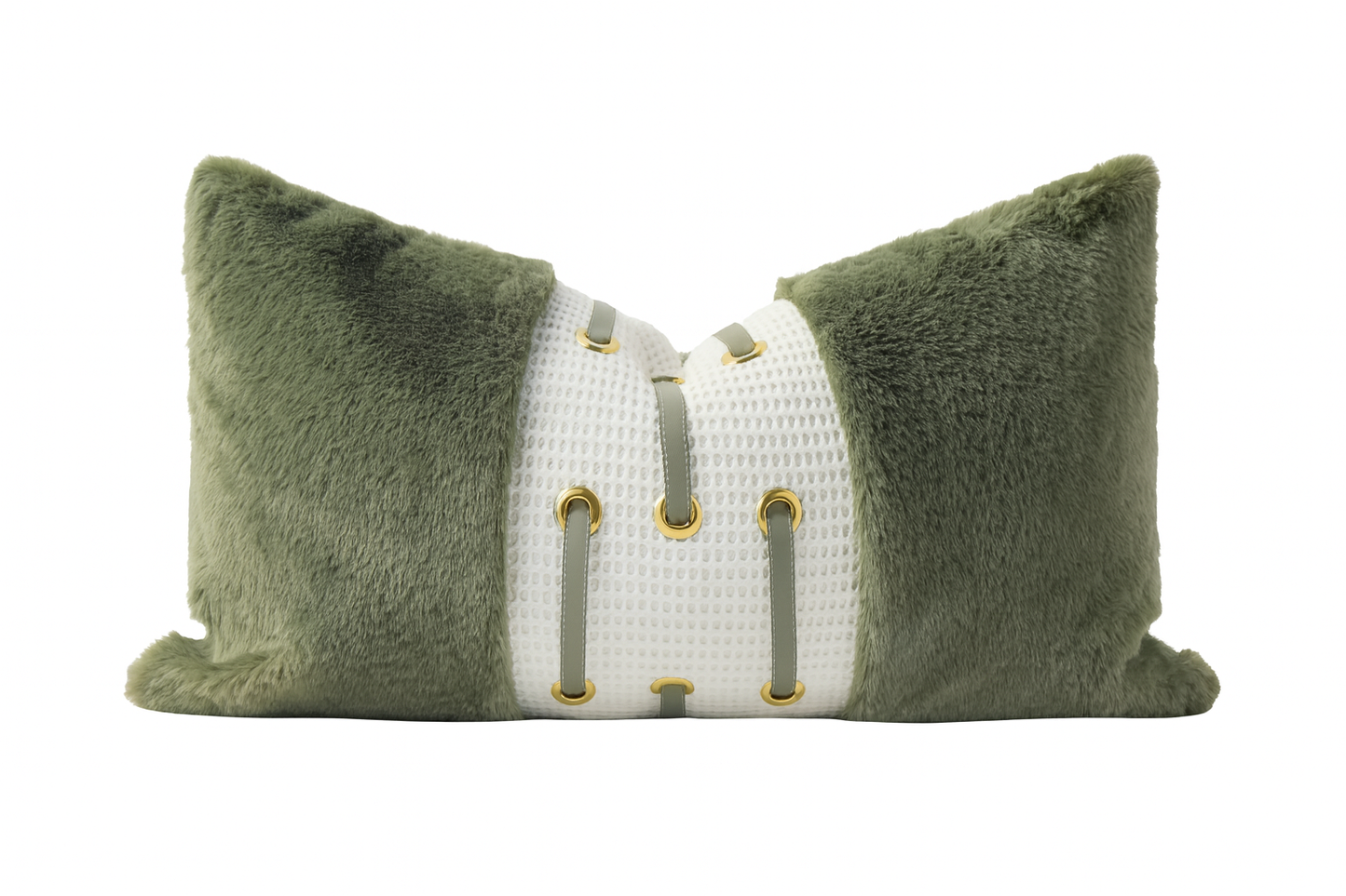 Olive Lace-Up Rectangle Cushion