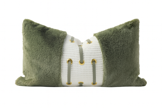 Olive Lace-Up Rectangle Cushion