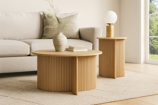 2 Piece Round Coffee Table Set