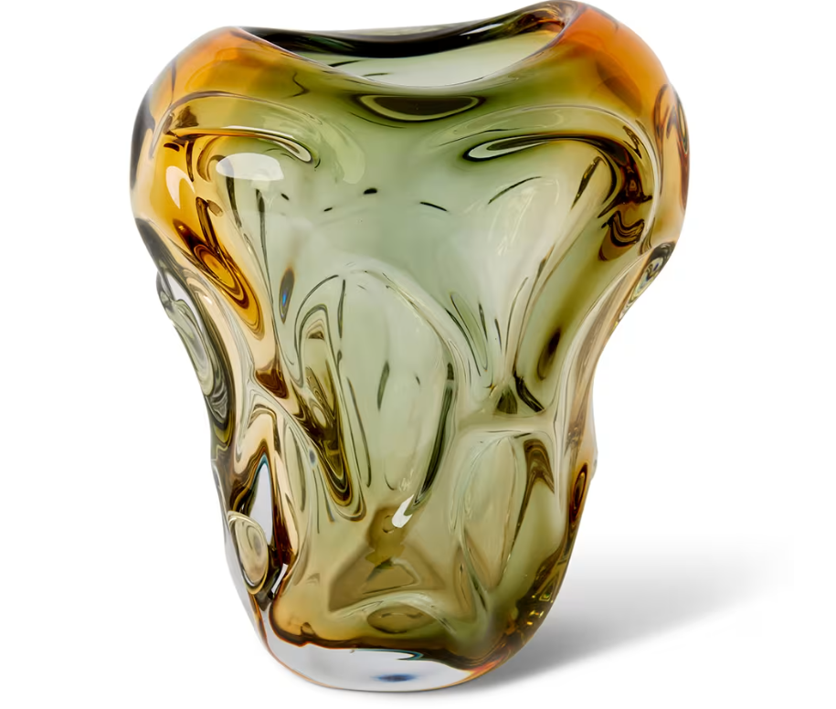 BARI Josiah Glass Vase Amber/Black - 21 x 17 x 27cm