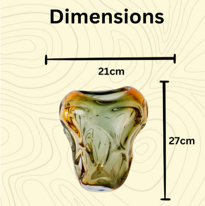 BARI Josiah Glass Vase Amber/Black - 21 x 17 x 27cm
