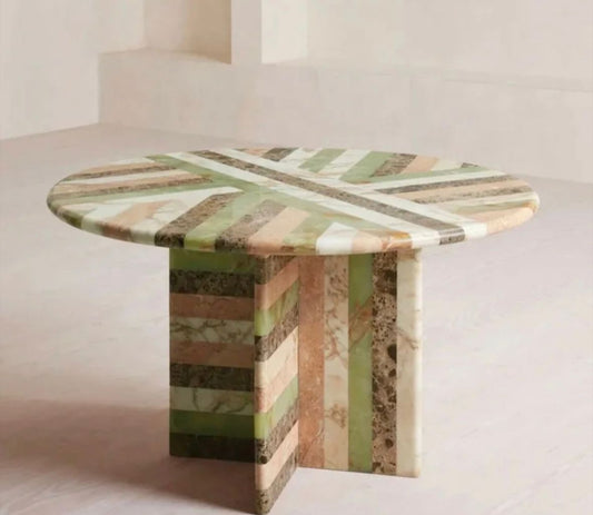 Multicolour stone inlay table